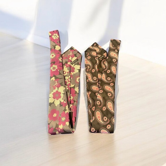 IMANI UOMO 100% silk Ties Lot of 2 Bow Knot Tie Handmade - Picture 3 of 7